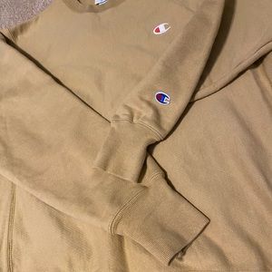 Tan Champion reverse weave sweatshirt. Like new. Rotating items in closet.
